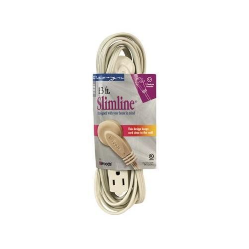 SlimLine 2255 Flat Plug Extension Cord, 3-Wire, Beige, 13-Foot New