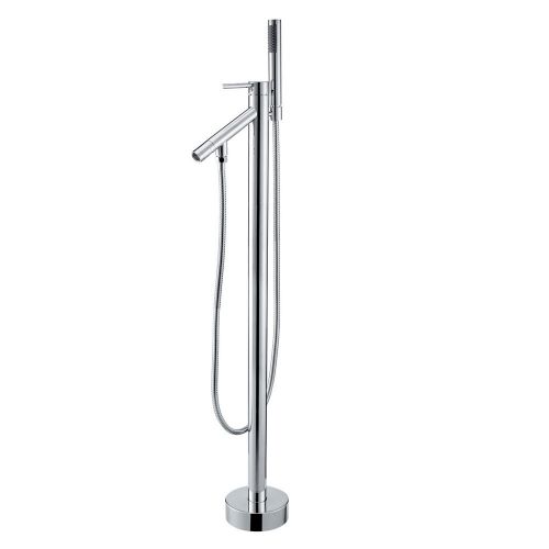 Modern Chrome Single Handle Floor Mount Clawfoot Tub Filler Shower Free Shipping