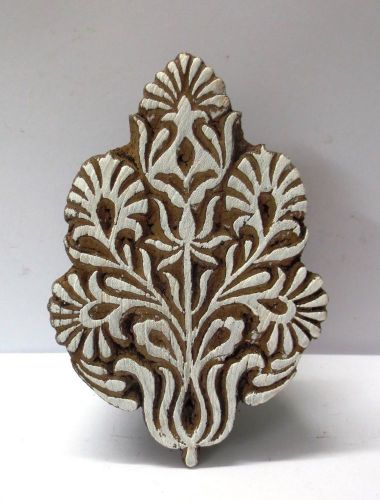 Wooden hand carved textile printing on fabric block stamp ethnic floral motif for sale