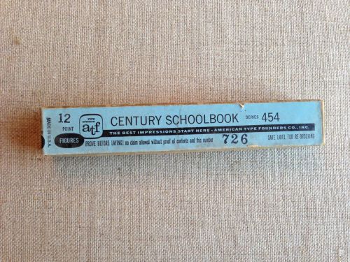 Vintage Letterpress Type from ATF, Century Schoolbook, 12pt Figures, UNUSED