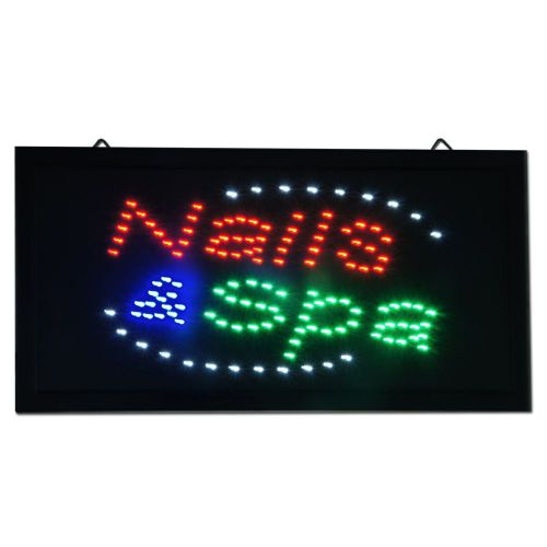 Slim animated led neon nails &amp; spa light salon open sign bright store display for sale