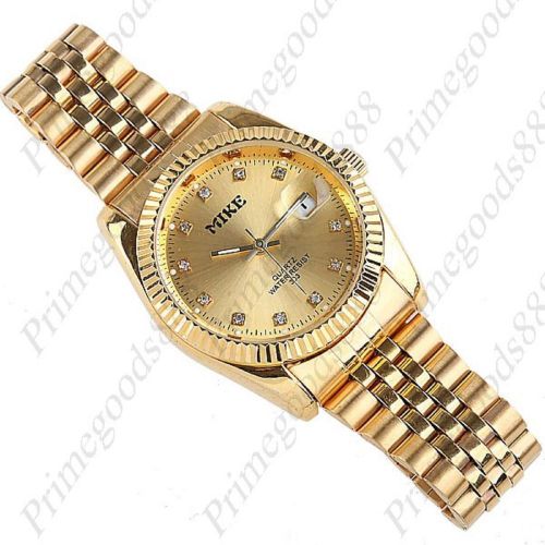 Stylish Round Case Stainless Steel Quartz Wrist Watch for Men Mike WristWatch