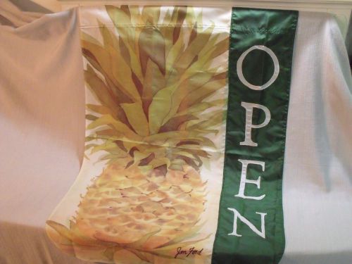 25&#034; BY 36&#034; NYLON &#039;OPEN&#039; BANNER FLAG, PINEAPPLE DESIGN, BY JAN FORD