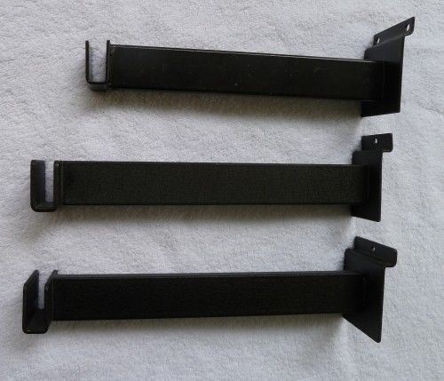 Lot of 12 - 10&#034; and 11&#034; Black Shelf &amp; Bar Bracket for Slatwall or Slatgrid