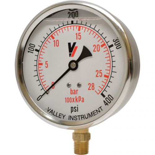 Valley Grade A 4in Stem Mount Glycerin Filled Gauge-0-400 PSI #4140GXB400