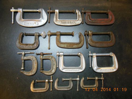 2in.,1&amp;1/2in.,1&amp;1/4in, 1in. c-clamps(lot of 13)