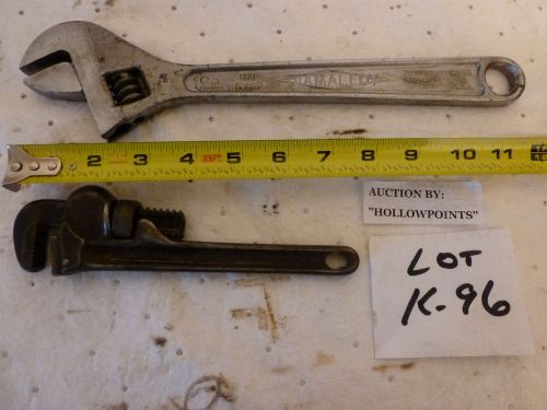 VINTAGE OLDER RIDGID PIPE WRENCH 8&#034; &amp; DIAMOND HORSESHOE TOOL 12&#034; ADJUSTABLE