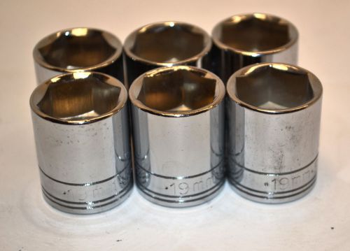 6 NOS SK TOOL USA 3/8&#034; Dr. 6 Point 19mm Regular Metric Chrome Sockets #K513 2A44