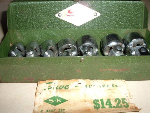 S-K  SAE 7 piece 3/8&#034; swivel socket set in original tin box