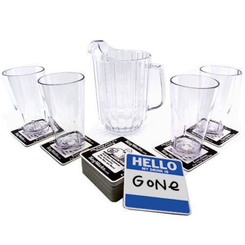 Beer pitcher &amp; pint glass gift set - heavy plastic - drink serving bar supplies for sale