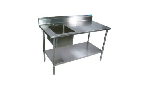 Stainless Steel Work Prep Table 2.5&#039; x 5&#039; with Sink on Left Side - NSF