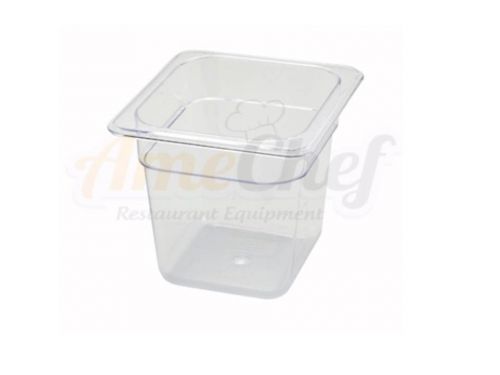 New set of six (6 units) polycarbonate 1/6 size food pans, 6&#034; deep, winco sp7606 for sale