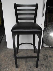 Bar Stool Black Metal  &amp; Vinyl Seat Tavern Pub Deli New