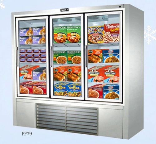 Leader 79&#034; 3 Swinging Glass Doors Reach In Freezer Model PF79