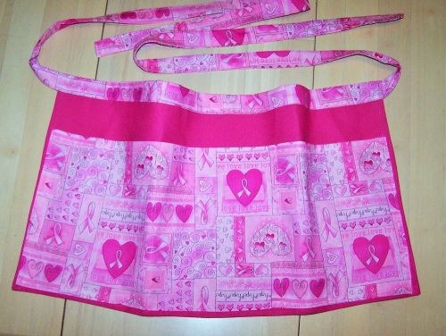 Hand Made servers/waitress APRON, 3 pockets PINK VALENTINE FREE SHIPPING (6305)