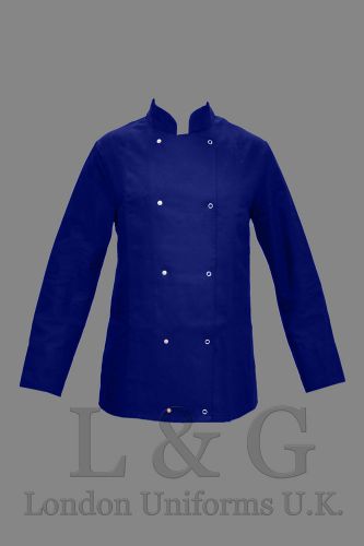 L&amp;G LONDON UNIFORMS PLAIN ROYAL BLUE CHEF JACKET S M L XL