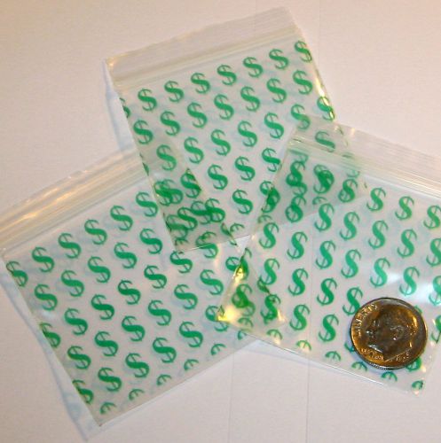 1,000 Dollar Sign 2&#034; x 2&#034; Ziplock Bags