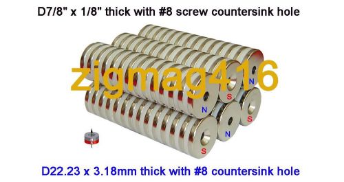 100pcs of n42 , d7/8&#034;x1/8&#034; thick with #8 screw  neodymium ring mag for sale