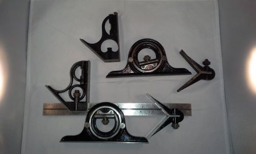 Union Tool Co.(2) Combination Squares (2) Protractors (2) Center Heads Starrett