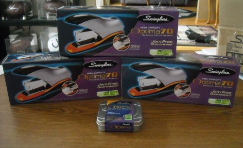 QTY 3 Swingline 87875 Optima Desktop Stapler 70-Sheet Capacity 1 bx 35550 Staple