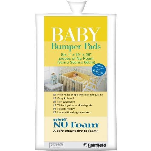 Fairfield NU-Foam Baby Bumper Pads, 1-Inch by 10-Inch by 26-Inch, White, 6 New