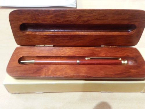 NICE MIB BALLPOINT PEN WITH REDWOOD BODY  IN REDWOOD CASE