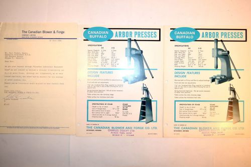 Canadian BUFFALO ARBOR PRESSES ADVERTISEMENT GROUP RR799 Nos. 2-8 3-12 machinist