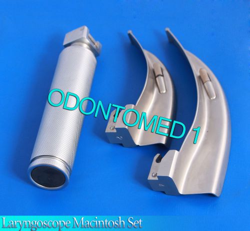 LARYNGOSCOPE MEDIUM HANDLE C + 2 MACINTOSH BLADE #2 and #4 ENT ANESTHESIA SET