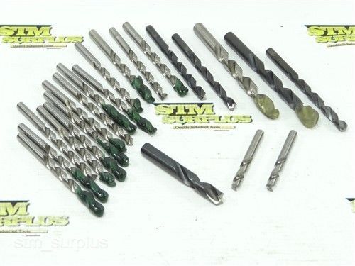 ASSORTED LOT OF 22 HSS CHUCK SHANK TWIST DRILLS B TO 3/8&#034; NACHI TRW PTD USA