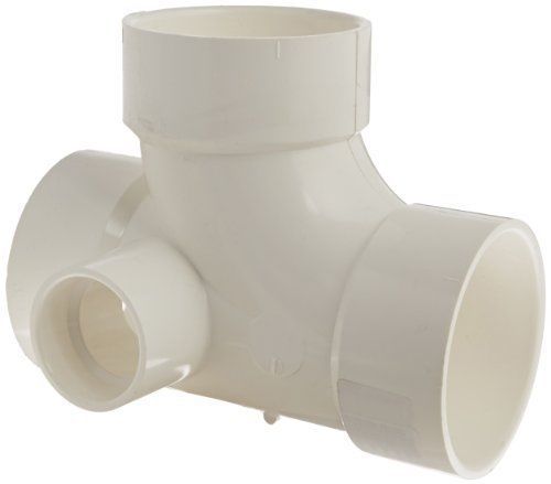 Spears P418 Series PVC DWV Pipe Fitting  Sanitary Tee  3&#034; x 3&#034; x 3&#034; x 1-1/2&#034; Hub