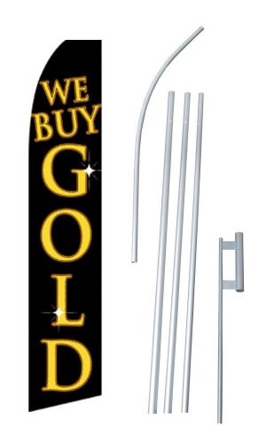 We buy gold swooper feather flag feather super flutter banner /pole/spike blk for sale