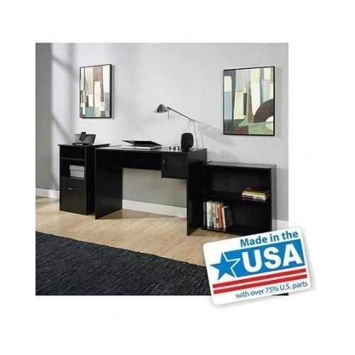 Three piece office set computer desk workstation &amp; shelf bookcase &amp; cabinet set for sale