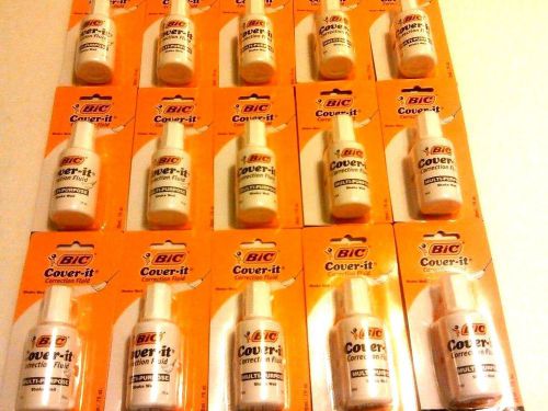 Bic Cover-It White Multi-Purpose Correction Fluid Lot of 15