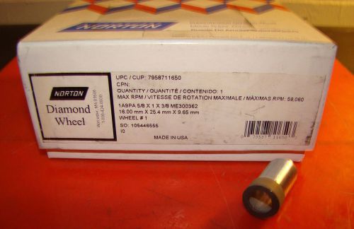 NORTON, 7958711650, Diamond Cup Wheel, 1A9PA 5/8  x 1 x 3/8, #1, RPM 58060 /37A/