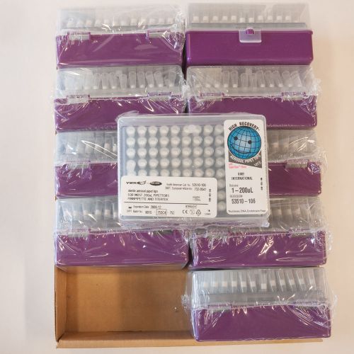 Vwr 53510-106 sterile aerosol pipette tips 1 pk 960 tips 1-200ul for sale