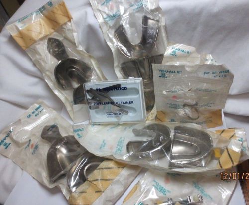 8 vtg dental laboratory/ stainless steel teeth forms + / unused/original packing for sale