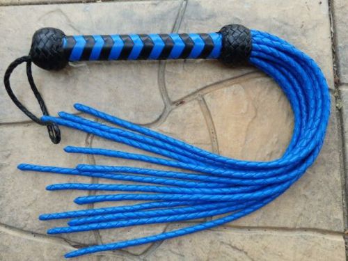 Black and Blue Full Plaited Cat of 12 Tail Whip Flogger - HORSE TOOL 9