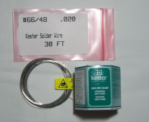 30 FT - Length, KESTER SOLDER WIRE LEAD FREE #66/48 (.020DIA), PN 24-7068-1401