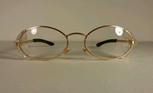 Vintage Crews RT Slim Metal Rim Safety Glasses Engineer Shooting Gold Rim