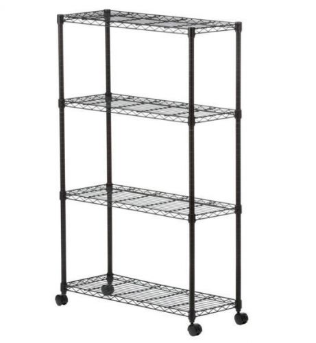 4-Shelf 36 in. W x 54 in. H x 14 in. D Steel Mobile Shelving Unit in Black New