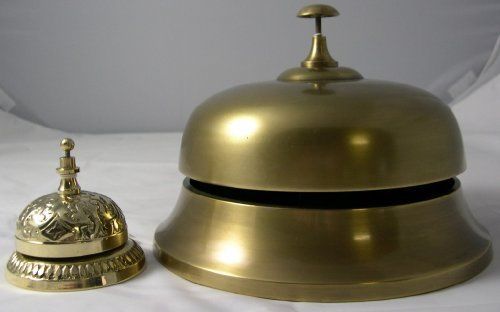 Huge Brass Plated Service Desk Bell ~ Hotel Counter Bell