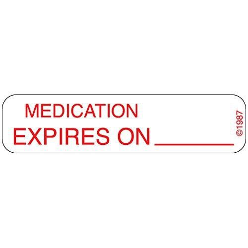 Pharmex 1-590 permanent paper label, &#034;medication expires&#034;, 1 9/16&#034; x 3/8&#034;, white for sale