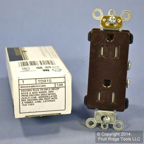 Leviton brown commercial decoraplus tamper resistant duplex receptacle 15a tdr15 for sale