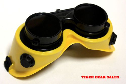 Wholesale 10 welding goggles black and yellow round flip lens - ships from usa! for sale