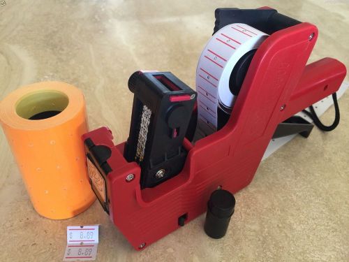 Us seller mx-5500 8 digits price tag gun labeler +2k orange tags labels +1 ink for sale