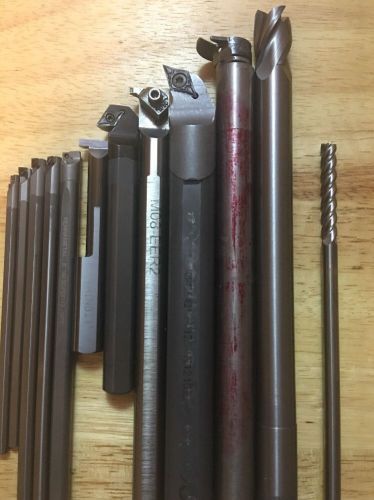 10 Carbide Boring Bars W/ Coolant Thru 3/4&#034;- 3/16&#034; Dia. 8&#034; To 4&#034; OAL + EndMills