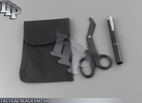 2 Piece TACTICAL BLACK EMT Set Paramedic Nursing EMS Rescue