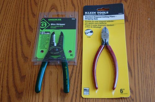 2 Piece Tool Set - Greenlee 1916 Wire Stripper + Klein D240-6 Diagonal Cutter