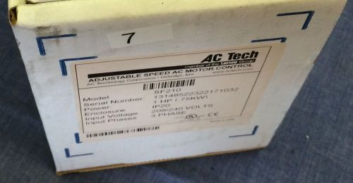 AC Tech VARIABLE SPEED AC MOTOR DRIVE SF210, 1 HP (.75 KW) 208/240 V 3PH -NEW