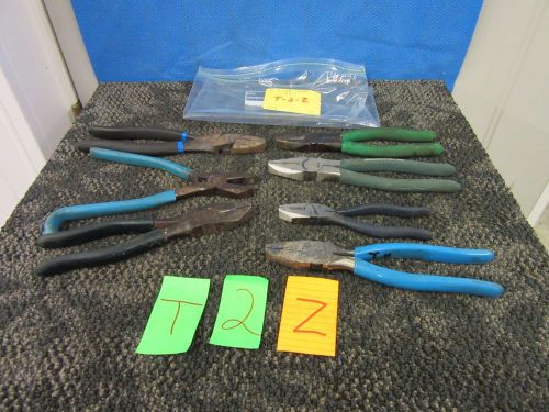 7 CHANNELOCK JONNESWAY LINEMAN SIDE CUTTING PLIERS 9&#034; WIRE TOOL ELECTRIC USED